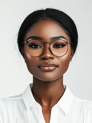 Woman with glasses and white shirt