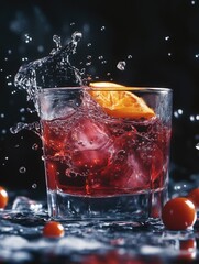 Poster - Glass of Red Liquid with Orange Slice