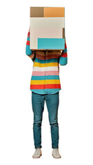 Poster - PNG A person holding a large donation box cardboard adult creativity.