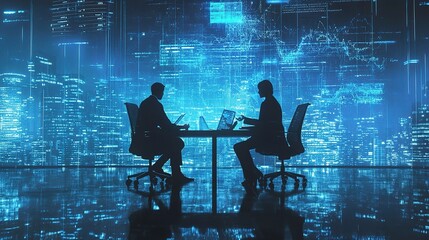 Poster - Digital Business Meeting in Futuristic Office Space