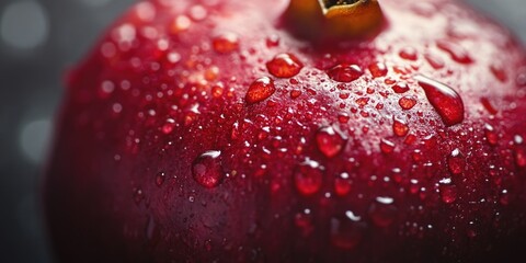 Poster - Red Apple with Water Droplets