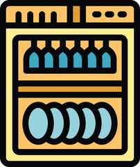 Poster - vector icon of a dishwasher keeping dishes and glasses clean and organized