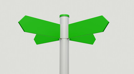 Fototapete - 3d direction road sign isolated on white background. 3d way finding sign isolated on white background. Realistic street sign. Direction sign post with arrow. Signpost road direction.