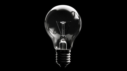 Classic light bulb with filament on black background