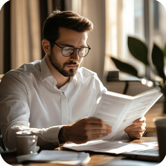 Canvas Print - a sales person reading over their goals in the morning