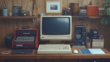 Wall Mural - a computer on a desk


