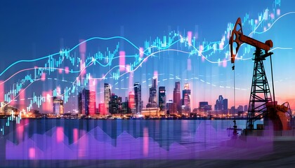 Wall Mural - Oil Price Trends: Analyzing Economic Shifts Through Time with Digital Graph Visualizations