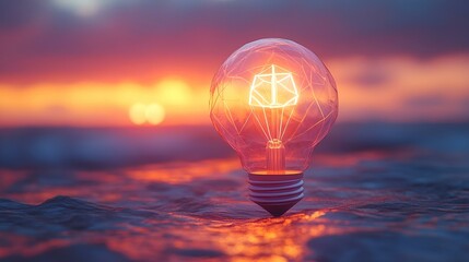 Wall Mural - a light bulb floating on water