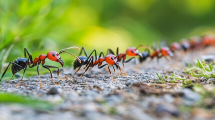 Aufkleber - Ants Marching Along a Path in Natural Habitat