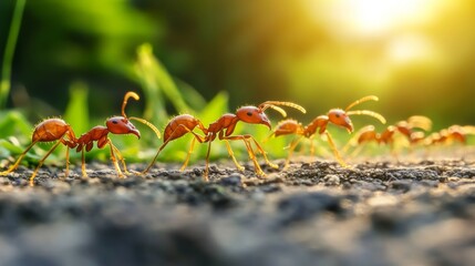 Poster - Ants Marching on Ground in Natural Setting