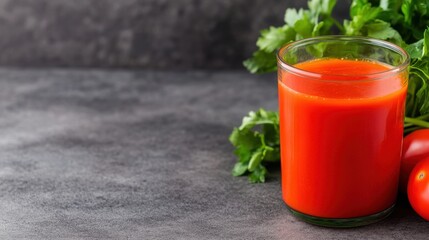 Sticker - Glass of Tomato Juice with Fresh Tomatoes and Parsley.