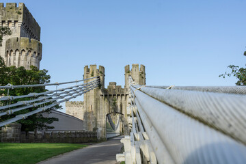 Sticker - Suspension cables of bridge and path provide leading lines of bridge to castle entry