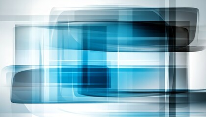 Poster - Abstract Background, Blue And White Squares, Overlapping Shapes, Futuristic And Modern Design.