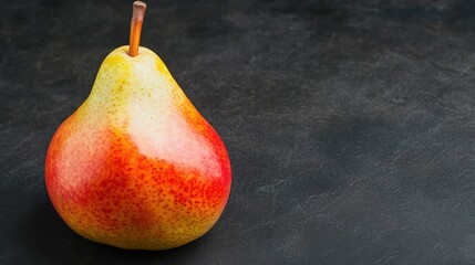 Wall Mural - Ripe Red Pear on Black Background.