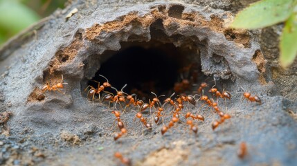 Poster - Ants Emerging from Nest in Natural Habitat