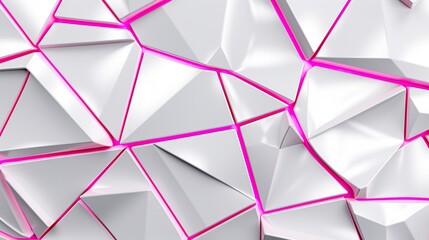 Abstract geometric background with white triangles and pink lines