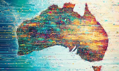 Poster - Australia's Digital Landscape: A Glitch Art Representation
