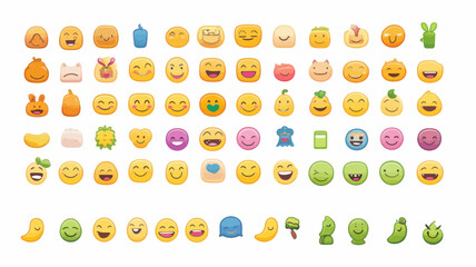 Poster - New iOS 15.4 Emoji Set Editable Vector - Wide Range of Colorful Faces and Expressions for Messaging Apps and Social Media