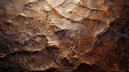 Wall Mural - cracked old brown leather background texture