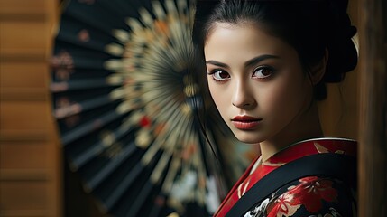 Poster - portrait of a woman with fan