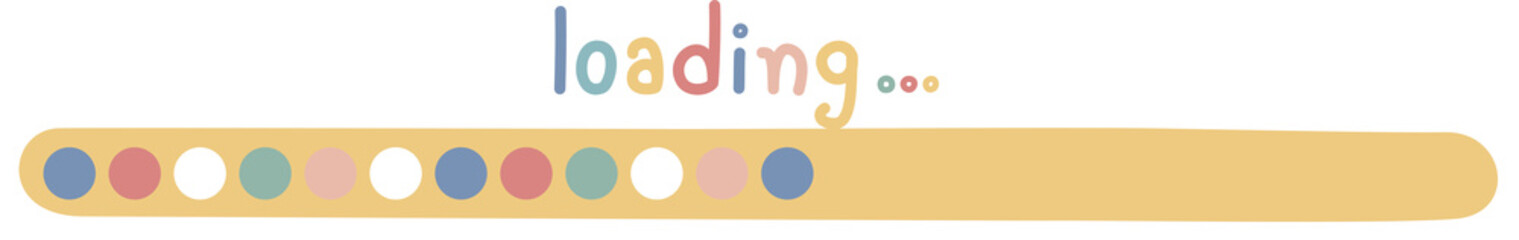 Fototapete - collection set of cute doodle hand draw loading bar counter, text box, pastel color, flat design png
