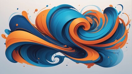 Blue and orange abstract swirl creating a dynamic and energetic composition