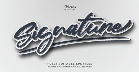 Wall Mural - signature minimalist white and black text effect editable eps cc