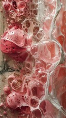 Wall Mural - abstract fluid art: pink and white bubbles