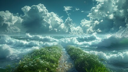 Wall Mural - Dramatic Ocean Landscape with Whirlpools and Path