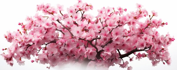 Sticker - Pink Cherry Blossom Branch on White Background