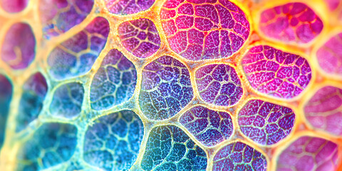Poster - A colorful leaf with a pattern of blue, green, and yellow