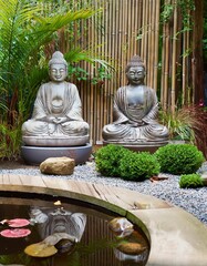 Buddha statue in the garden.Thailand,Asia.