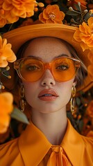 Canvas Print - Orange Blossom: A Retro Fashion Portrait