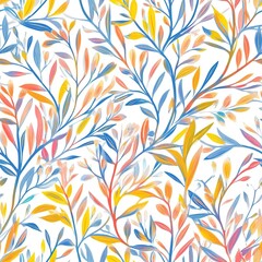 Canvas Print - colorful leaves background, seamless floral pattern with leaves. 