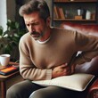 © customer solution - Man suffering from abdominal and kidney pain.
