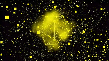 Poster - Abstract fractal background. light effect. 3Dimention vector illustration. Cyber network connection structure in the form of a cube.