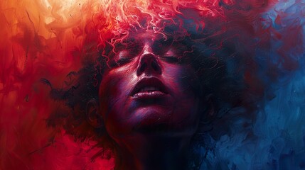 Poster - Abstract Portrait of a Woman with Eyes Closed