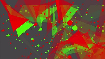Aufkleber - Dark green, red vector plexus layout with triangle forms. connecting dots and lines, Connection structure. 3d rendering