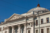 Saint Petersburg, Russia, August 19, 2024. City landscape. Fragment of facade of historical building