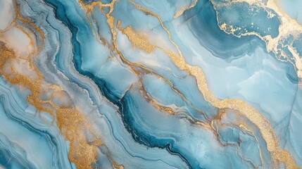 Aufkleber - Sea blue and gold marble stone texture backdrop