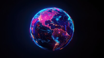 Poster - Illuminated Neon Earth A Colorful and Contemporary Representation of Our Planet