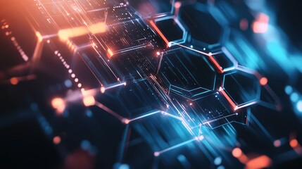 Poster - Abstract technological backdrop featuring hexagonal shapes