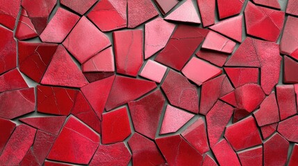 Aufkleber - Abstract red ceramic mosaic tile texture featuring a concrete cement design suitable for wall or floor backgrounds with a geometric 3D print appearance