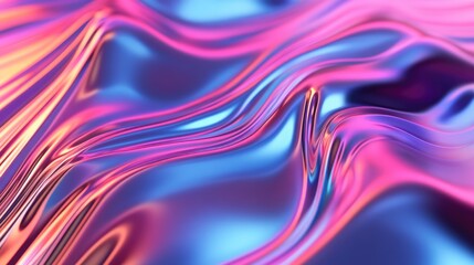 Aufkleber - 3D render of an abstract background featuring iridescent holographic foil wavy patterns fluid ripples and a shimmering metallic surface in vibrant hues ideal for creative uses in fashion and web de