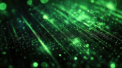 Poster - Abstract texture showcasing a vast data background symbolizing the dynamic nature and framework of advanced technology in green and black tones