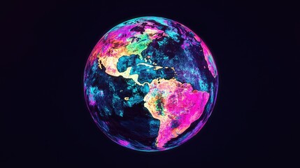Poster - Illuminated Neon Earth A Colorful and Contemporary Representation of Our Planet