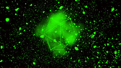 Aufkleber - 3Dimention vector illustration. Cyber network connection structure in the form of a cube. Technology connect big data. Science background. Abstract geometric 3D objects.