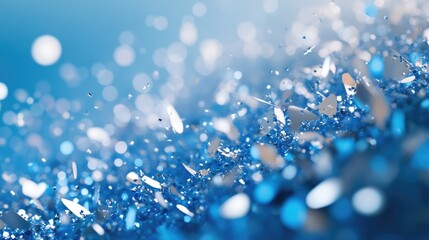 Poster - Blue and silver confetti cascading over a gradient backdrop ideal for festive events and celebrations