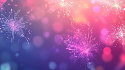 Aufkleber - Pastel fireworks with bokeh effect creating an abstract background suitable for holiday themes and featuring ample copy space