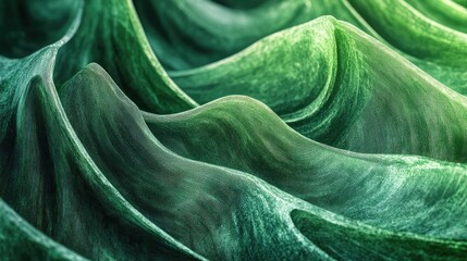 Poster - Abstract wavy texture in vibrant green tones